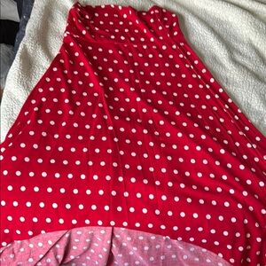 LuLaRoe Red and White Polka Dot high/low maxi skirt